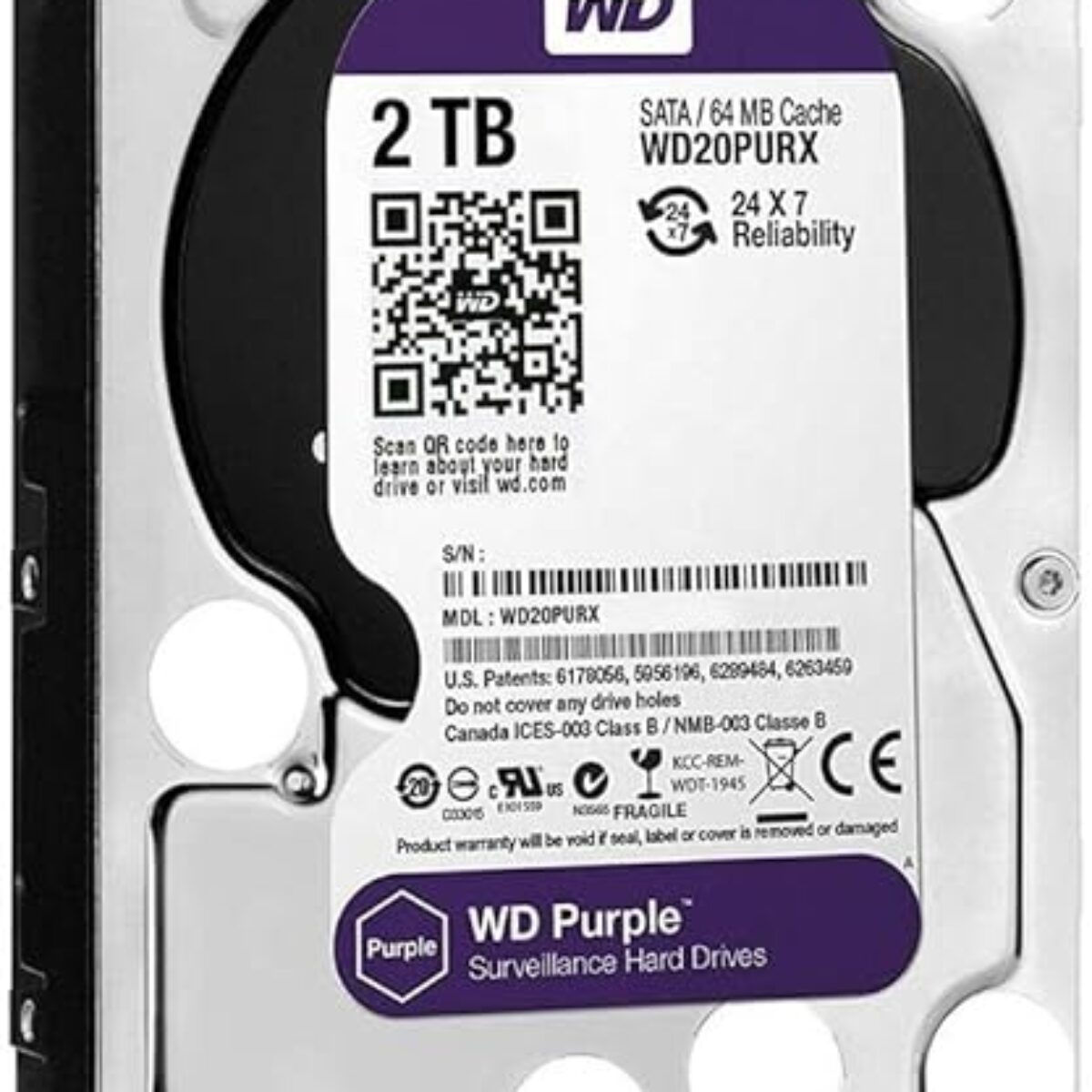 Western Digital 2TB WD Purple Surveillance Internal Hard Drive HDD – WD20PURZ